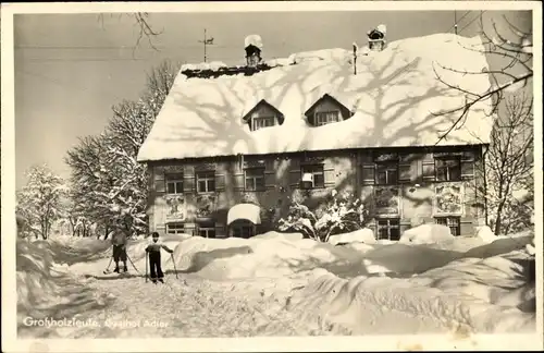 Ak Großholzleute Isny im Allgäu, Gasthof Adler im Winter