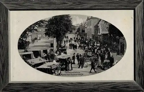 Passepartout Ak Hellevoetsluis Südholland, Markt met Oostzanddijk