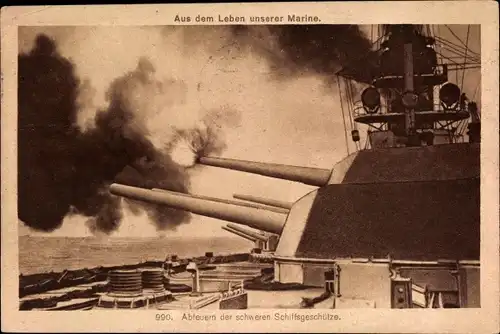 Ak Deutsches Kriegsschiff, Abfeuern der schweren Schiffsgeschütze, Hamburger Opfertag 1916