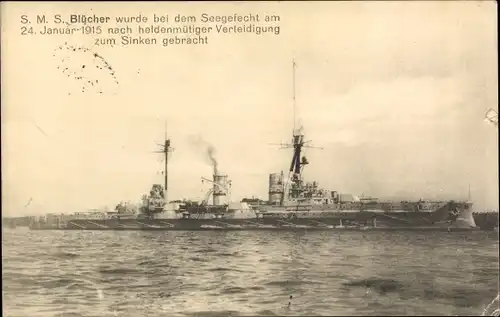 Ak Deutsches Kriegsschiff, SMS Blücher, Panzerkreuzer