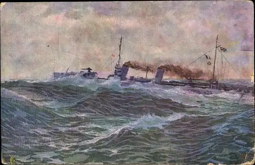 Künstler Ak Matthiessen, Karl, Deutsches Kriegsschiff, Hochseetorpedoboot