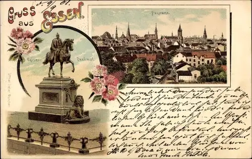 Litho Essen im Ruhrgebiet, Kaiserdenkmal, Panorama