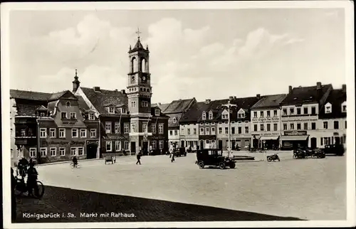 Ak Königsbrück in der Oberlausitz, Markt mit Rathaus