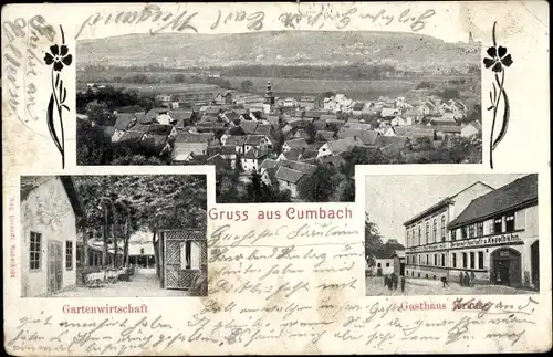 Ak Cumbach Rudolstadt in Thüringen, Panorama, Gasthaus Krause, Gartenwirtschaft