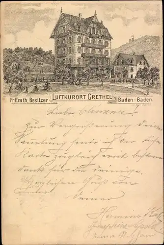 Litho Baden Baden am Schwarzwald, Luftkurort Grethel