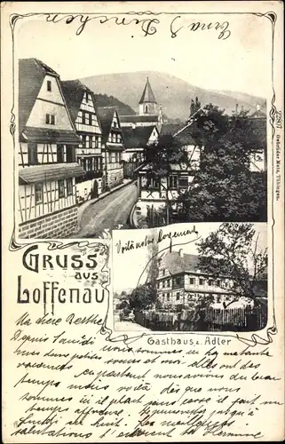 Ak Loffenau im Schwarzwald, Gasthaus zum Adler, Straßenpartie