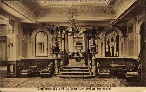 Ak München Bayern, Hotel Rheinischer Hof, Innenansicht, Empfangshalle