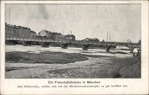 Ak Ludwigsvorstadt Isarvorstadt München, Holzbrücke, Fraunhoferbrücke