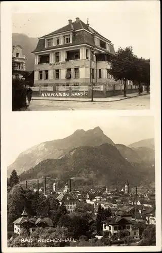 Ak Bad Reichenhall in Oberbayern, Kurpension Hansi, Totalansicht der Ortschaft