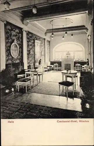 Ak München Bayern, Continental Hotel, Innenansicht, Halle