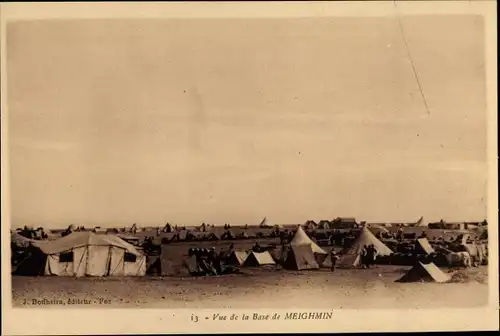 Ak Meighmin Marokko, Vue de la Base, Militärlager, Zelte, Wüste