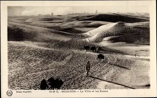 Ak Mogador Marokko, La Ville et les Dunes