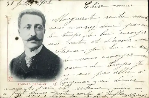 Ak Französischer Schlachtenmaler Jean Baptiste Edouard Detaille, Portrait