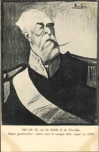 Künstler Ak König Oskar II von Schweden und Norwegen, Karikatur