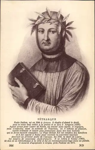 Künstler Ak Italienischer Dichter Francesco Petrarca, Petrarque, Portrait