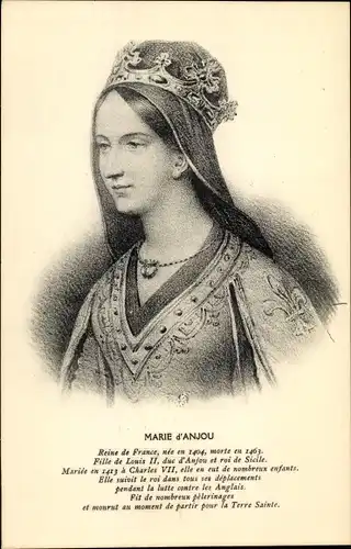 Künstler Ak Marie d'Anjou, Reine de France, Portrait