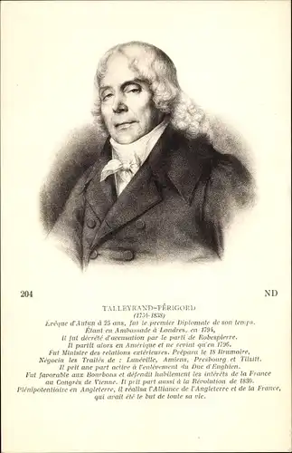 Ak Talleyrand Perigord, Portrait