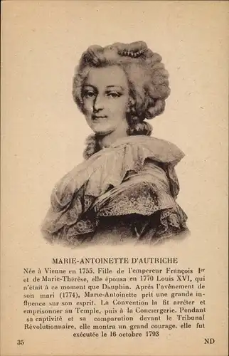 Künstler Ak Marie Antoinette d'Autriche, Portrait