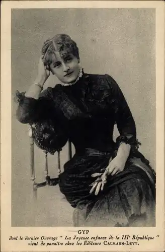 Ak Französische Schrifstellerin Gyp, Sibylle Gabrielle Riquetti de Mirabeau, Portrait