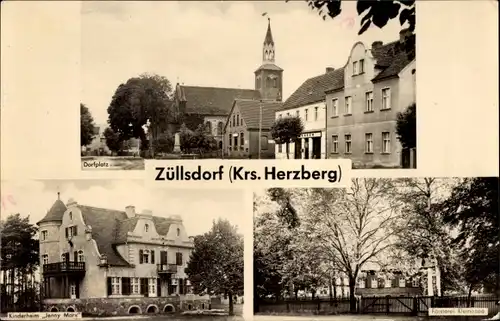 Ak Züllsdorf Herzberg an der Elster, Dorfplatz, Kinderheim Jenny Marx, Försterei Kleinesee