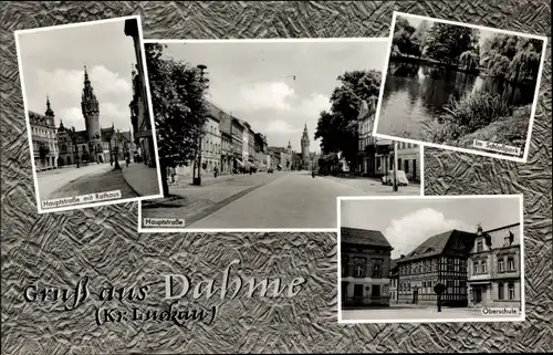 Ak Dahme in der Mark, Hauptstraße, Rathaus, Schlosspark, Oberschule