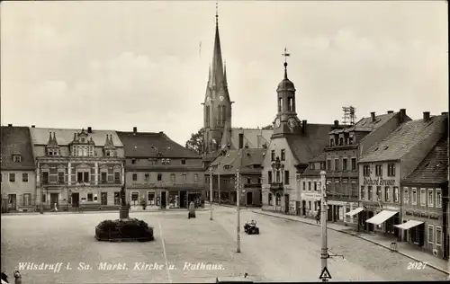 Ak Wilsdruff in Sachsen, Markt, Kirche und Rathaus