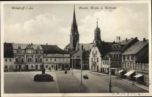 Ak Wilsdruff in Sachsen, Markt, Kirche, Rathaus