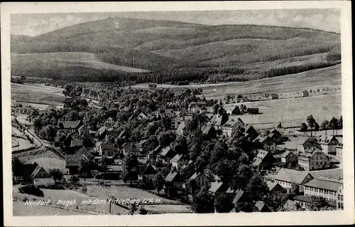 Ak Neudorf Sehmatal im Erzgebirge, Panorama, Fichtelberg