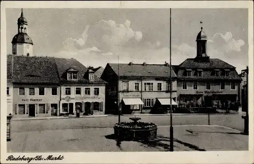 Ak Radeburg in Sachsen, Markt, Geschäfte