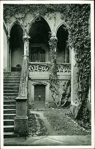 Ak Zöblitz Marienberg im Erzgebirge, Treppeneingang eines Hauses