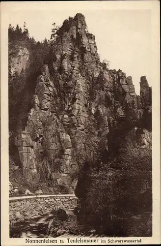 Ak Pobershau Marienberg im Erzgebirge, Nonnenfelsen, Teufelsmauer, Schwarzwassertal