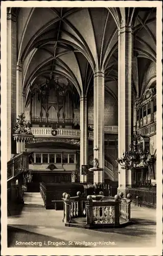 Ak Schneeberg im Erzgebirge, Inneres St. Wolfsgangkirche