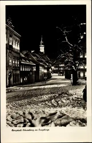 Ak Schneeberg im Erzgebirge, Bergstadt, Winteransicht