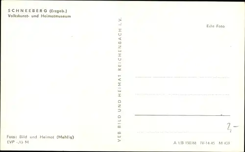 Ak Schneeberg im Erzgebirge, Volkskunst- und Heimatmuseum