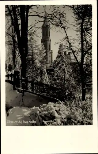 Ak Eibenstock im Erzgebirge Sachsen, Kirche, Winter