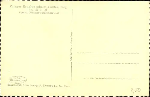 Ak Lauter Erzgebirge Sachsen, Krieger-Erholungsheim