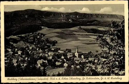 Ak Wachberg Saupsdorf Sebnitz Sachsen, Schweizerkrone, Blick n.d. Hohen Schneeberg, Gr. Zschirnstein