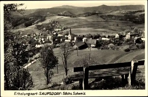 Ak Saupsdorf Sebnitz Sachsen, Ortsansicht mit Kirche