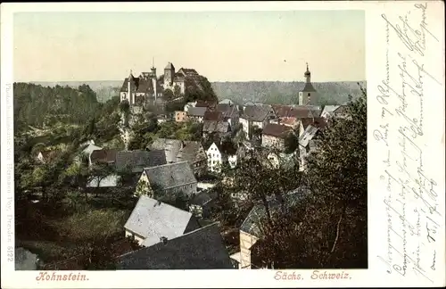 Ak Hohnstein Sächsische Schweiz, Ortsansicht mit Kirche, Burg