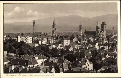 Ak Zittau in der Oberlausitz, Stadtbild vom Kummersberg gesehen, Klosterkirche, Johanneum, Rathaus