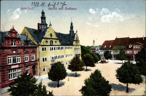 Ak Arnstadt in Thüringen, Markt mit Rathaus