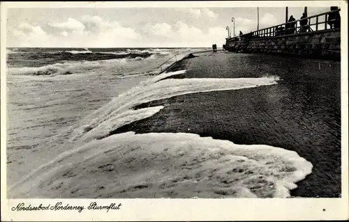 Ak Nordseebad Norderney Ostfriesland, Sturmflut