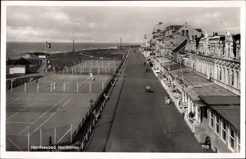 Ak Nordseebad Norderney Ostfriesland, Promenade, Tennisplätze