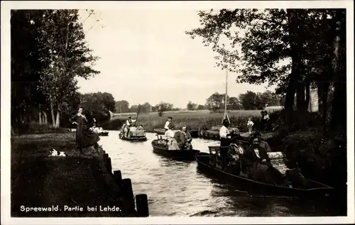 Ak Lehde Lübbenau im Spreewald, Spreewaldkähne