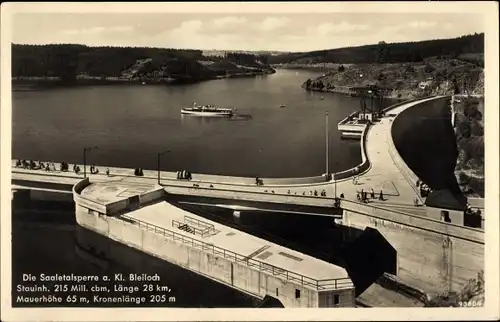 Ak Saalburg in Thüringen, Saaletalsperre, a. Kl. Bleiloch, aus der Vogelschau