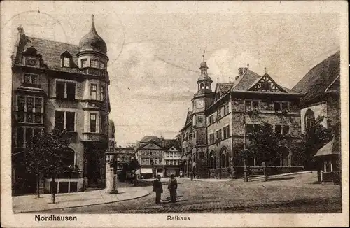 Ak Nordhausen am Harz, Rathaus, Straßenpartie