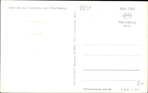 Ak Hörnitz Oberlausitz, Panorama mit Koitsche und Breiteberg