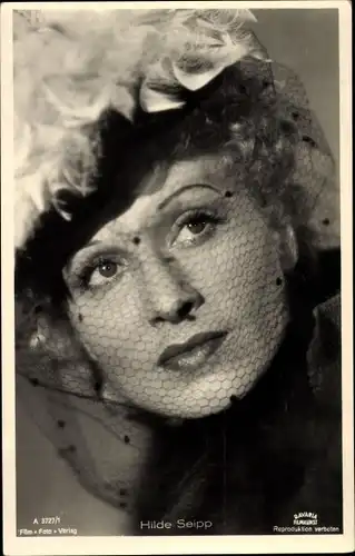 Ak Schauspielerin Hilde Seipp, Portrait, Hut mit Schleier