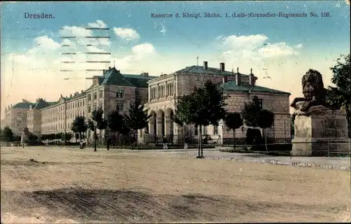 Ak Dresden, Königl. Sächs. I. Leib Grenadier Regiments No. 100, Grenadier 1900