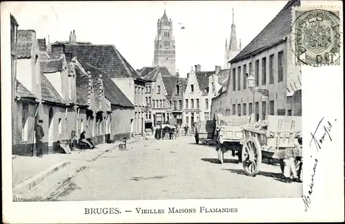 Ak Bruges Westflandern, Vieilles Maisons Flamandes, des Passants